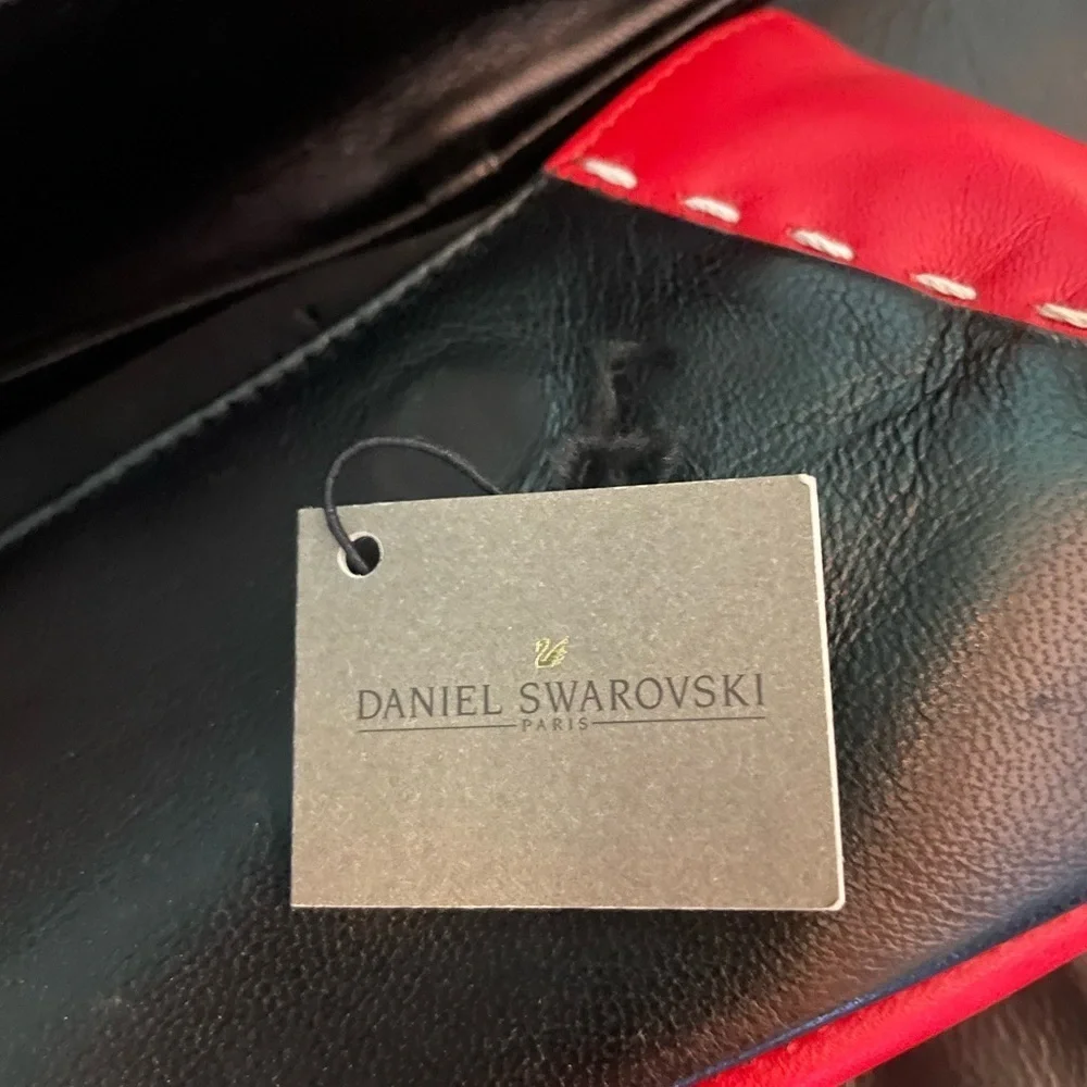 NEW Daniel Swarovski crystal embellished calfskin leather clutch—RARE, Vintage